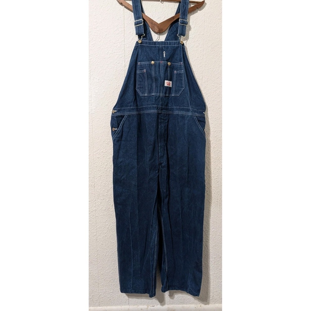 Round House Denim Bib Overalls Mens 44 X 32 Blue Farmer